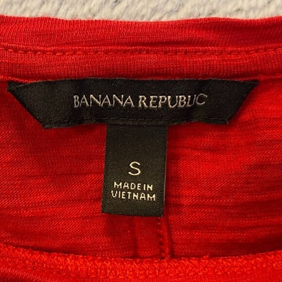 Banana Republic Womans Crewneck Top Size Small Red Long Sleeve Cotton Blend - Picture 3 of 7